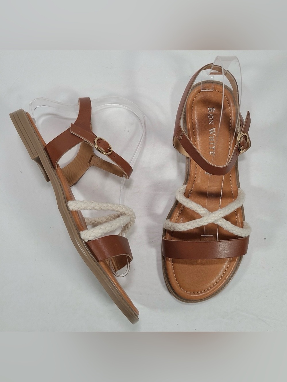 Ron White Strappy Brown Rope Casual Summer Sandals Women Size 10